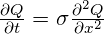  \frac{\partial Q}{\partial t}=\sigma \frac{{{\partial }^{2}}Q}{\partial {{x}^{2}}} 