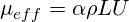 \mu_{eff} = \alpha \rho LU