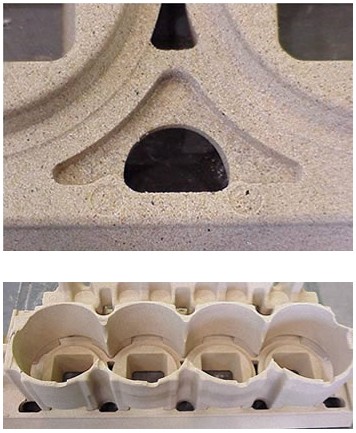 中子ガスブロー欠陥を避けるため、内部形状を伴う鋳造用の中子巾木は十分な排気性能を必要とする。