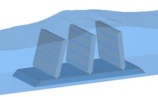 FLOW-3Dを用いたWECPOS構造のシミュレーション結果。