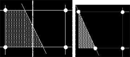 図2: 左はFAVOR<sup>TM</sup>のセル(a.)、右はBFCのセル(b.)。網掛け部分が固体領域。