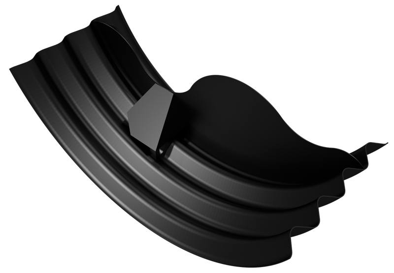 図1:波形鋼板製暗渠内に設置されたアーチ型バッフル設計のCADレンダリング画像。より大きな主通路とより小さな副通路が確認できる。