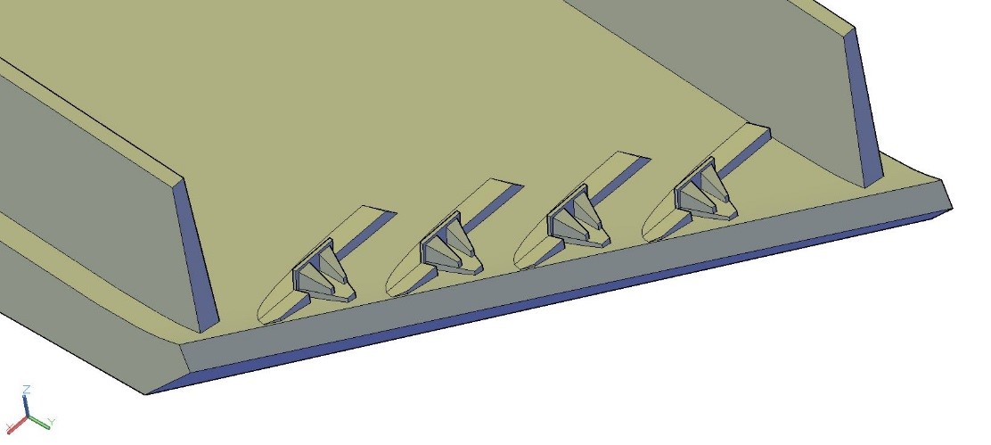 図1. 放水路1の粗度要素の3Dビュー