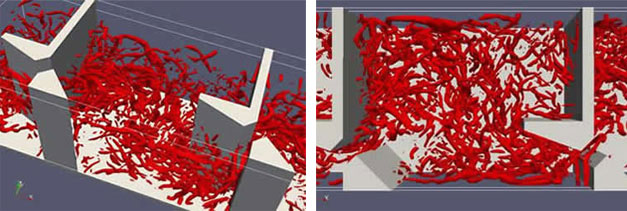 図3:乱流圧力変動の等値面