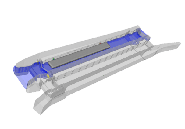 図2.プロジェクト状況における第1閘門のFLOW-3D HYDROモデル - グラン・レナン