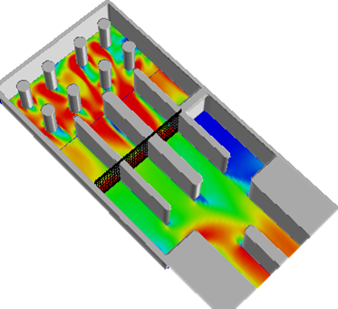インレットおよびスクリーンチャンバーのシミュレーション